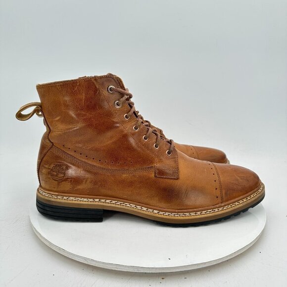 Timberland Men Size 9 A12U8 Brown Leather Brogue Cap Toe Lace up Ankle Boot main image 7